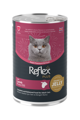 Reflex Plus Jöle İçinde Et Parçacıklı Kuzu Etli Yetişkin Kedi Konservesi 400 Gr - 1