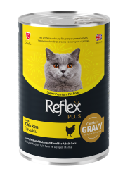 Reflex Plus Sos İçinde Et Parçacıklı Tavuklu Yetişkin Kedi Konservesi 400 Gr (12 Adet) - 1