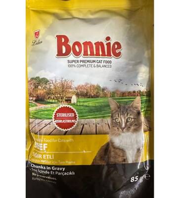 Bonnie Pouch Kısırlaştırılmış Biftekli Kedi Maması 85gr - 1
