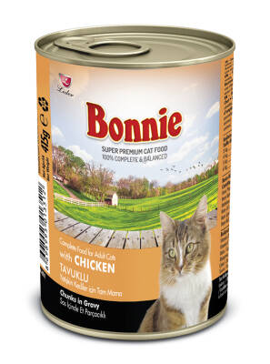 Bonnie Tavuklu Yetişkin Kedi Konservesi 400 gr (12 Adet) - 1