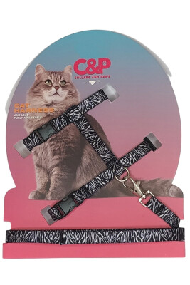 Collarspaws Zebra Kedi Gezdirme Gögüs Seti - COLLARSPAWS