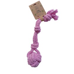 Ellie Pet Doğal Pamuklu Üç Düğümlü Köpekler İçin Diş Kaşıma İpi Pembe - ELLİE PET