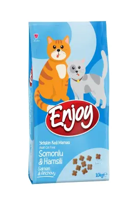 Enjoy Somonlu Hamsili Yetişkin Kedi Maması 10 kg - 1