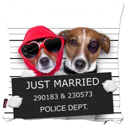 Popart Evli Çift Köpek Yastık Kılıfı - POPART