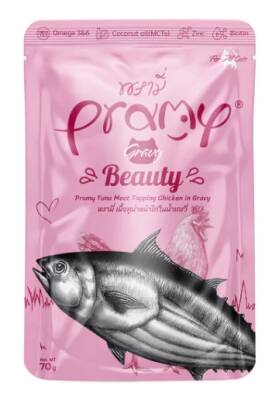 Pramy Beauty Sos İçinde Ton Balıklı Ve Tavuklu Yetişkin Kedi Maması 70G (6 Adet) - 1