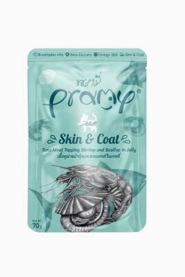 Pramy Skin Coat Jöle İçinde Karidesli Deniz Taraklı ve Ton Balıklı Yetişkin Kedi Maması 70 Gr (6 Adet) - 1