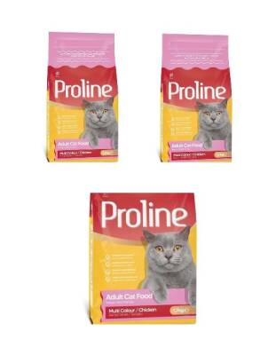 Proline Renkli Taneli Tavuklu Yetişkin Kedi Maması 1.2 kg (3 adet) - 1