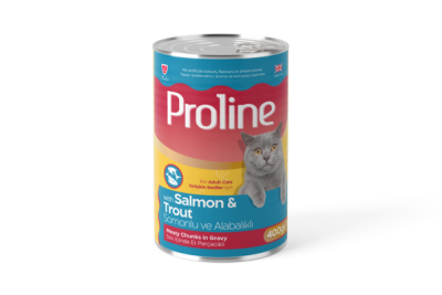 Proline Somonlu Ve Alabalıklı Sos İçinde Et Parçacıklı Yetişkin Kedi Konservesi 400 Gr (12 Adet) - 1