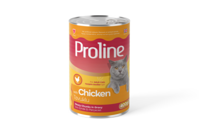 Proline Tavuklu Sos İçinde Et Parçacıklı Yetişkin Kedi Konservesi 400 Gr (12 Adet) - 1