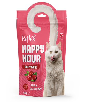 Reflex Happy Hour Calmness Kuzu Etli Ve Kızılcıklı Sakinleşmeyi Destekleyici Kedi Ödül Maması 60 Gr - 1