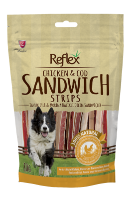 Reflex Kurutulmuş Tavuk Etli Morino Balıklı Dilim Köpek Ödülü 80 Gr (12 Adet) - 1