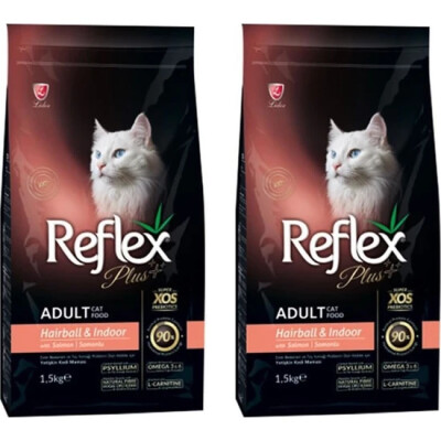 Reflex Plus Hairball Somonlu Yetişkin Kedi Maması 1,5 kg (2 Adet) - REFLEX PLUS