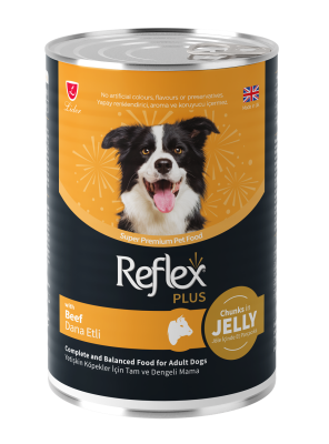 Reflex Plus Jöle İçinde Et Parçacıklı Dana Etli Yetişkin Köpek Konservesi 400 Gr (12 Adet) - 1