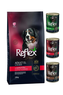 Reflex Plus Kuzu Etli Pirinçli Köpek Maması 18 kg Reflex Plus Karışık Köpek Konservesi (3 Adet) - REFLEX PLUS
