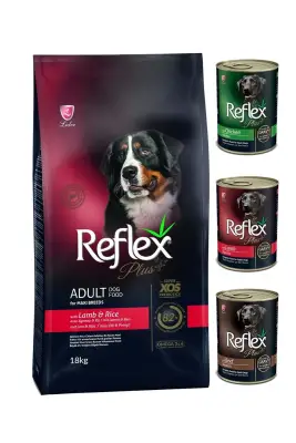 Reflex Plus Kuzu Etli Pirinçli Köpek Maması 18 kg Reflex Plus Karışık Köpek Konservesi (3 Adet) - 1