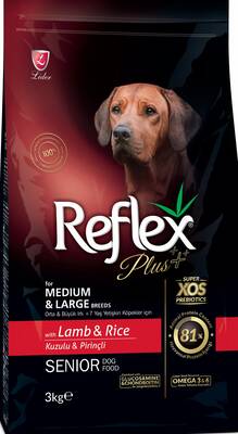 Reflex Plus Orta Ve Büyük Irk Kuzulu Pirinçli Yaşlı Köpek Maması 3 Kg - 1