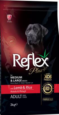 Reflex Plus Kuzulu Pirinçli Orta Büyük Irk Yetişkin Köpek Maması 3 Kg - 1