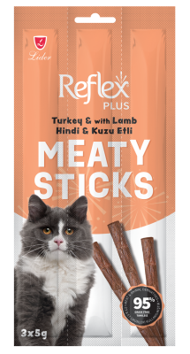 Reflex Plus Meaty Sticks Hindi Ve Kuzu Etli Tahılsız Kedi Ödül Çubukları 3x5 gr - 1