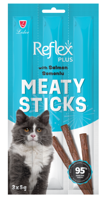 Reflex Plus Meaty Sticks Somonlu Tahılsız Kedi Ödül Çubukları 3x5 gr - 1