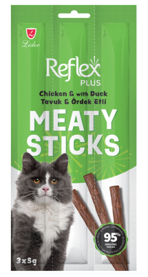 Reflex Plus Meaty Sticks Tavuk Ve Ördek Etli Tahılsız Kedi Ödül Çubukları 3x5 gr - 1