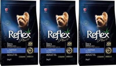 Reflex Plus Mini ve Küçük Irk Somonlu 3 kg Yetişkin Köpek Maması (3 Adet) - 1