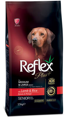 Reflex Plus Kuzulu Pirinçli Orta Büyük Irk Yaşlı Köpek Maması 15 Kg - 1