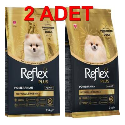 Reflex Plus Pomeranıan 2 kg Yetişkin Köpek 1,5 kg Yavru Köpek Maması (2 Adet) - 1