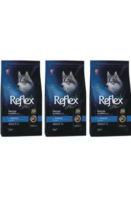 Reflex Plus Somonlu Orta Büyük Irk Yetişkin Köpek Maması 3 kg (3 Adet) - 1