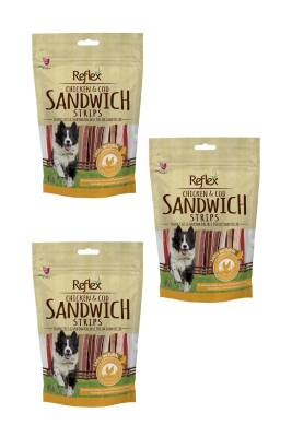 Reflex Sandwich Strips Tavuklu ve Morina Balıklı Köpek Ödül Maması 80G (3 Adet) - 1