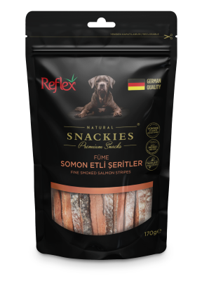 Reflex Snackies Füme Somon Etli Şerit Tahılsız Köpek Ödülü 170 Gr (16 Adet) - 1