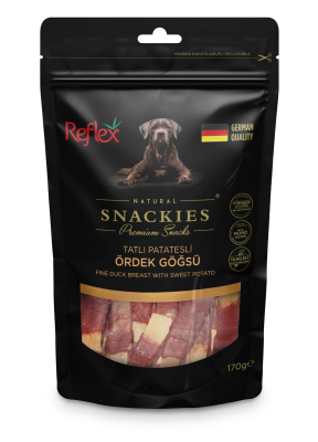 Reflex Snackies Tatlı Patatesli Ördek Göğsü Tahılsız Köpek Ödül Çubukları 170 Gr (16 Adet) - 1