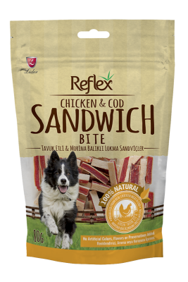 Reflex Tavuk Eti Morina Balıklı Lokma Sandviç Köpek Ödülü 80 Gr - 1