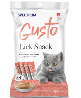 Spectrum Gusto Lick Snack Somon Balıklı Sıvı Kedi Ödül Maması 4x15 gr - 1