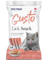 Spectrum Gusto Lick Snack Somon Balıklı Sıvı Kedi Ödül Maması 4x15 gr (10 Adet) - 1