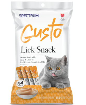 Spectrum Gusto Lick Snack Ton Balıklı Ve Tavuklu Sıvı Kedi Ödül Maması 4x15 gr - 1