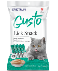 Spectrum Gusto Lick Snack Ton Ve Somon Balıklı Sıvı Kedi Ödül Maması 4x15 gr (10 Adet) - 1