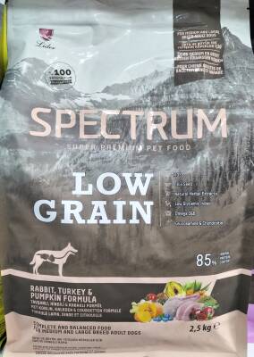 Spectrum Low Grain Tavşanlı Hindili Kabaklı Yetişkin Köpek Maması 2,5 kg - 1