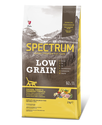 Spectrum Low Grain Tavuklu Hindili Kızılcıklı Yetişkin Kedi Maması 2 Kg. - 1